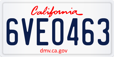 CA license plate 6VEO463