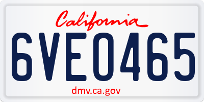 CA license plate 6VEO465