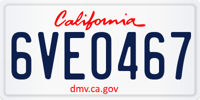 CA license plate 6VEO467