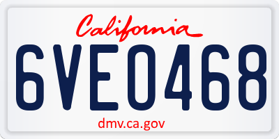 CA license plate 6VEO468
