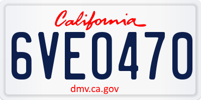 CA license plate 6VEO470