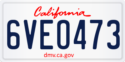 CA license plate 6VEO473