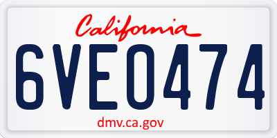 CA license plate 6VEO474