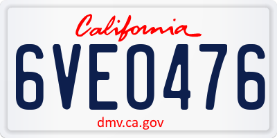 CA license plate 6VEO476