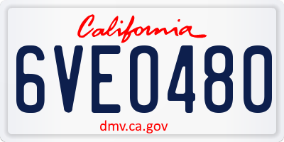 CA license plate 6VEO480