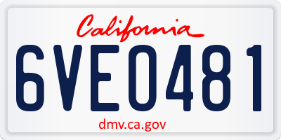CA license plate 6VEO481