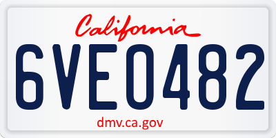 CA license plate 6VEO482