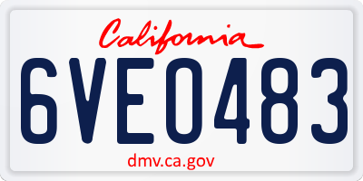 CA license plate 6VEO483