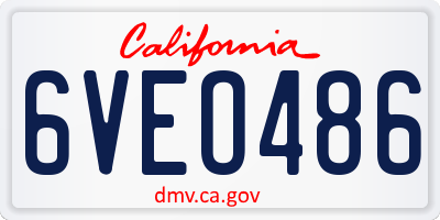 CA license plate 6VEO486