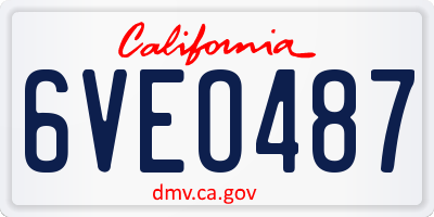 CA license plate 6VEO487