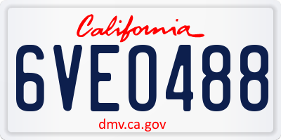 CA license plate 6VEO488