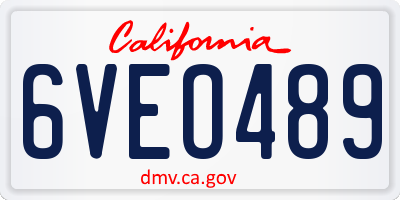 CA license plate 6VEO489