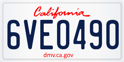 CA license plate 6VEO490