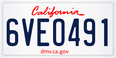 CA license plate 6VEO491
