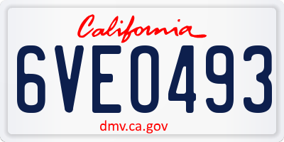 CA license plate 6VEO493