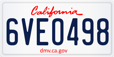 CA license plate 6VEO498