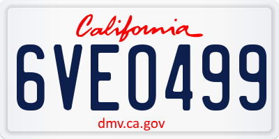 CA license plate 6VEO499