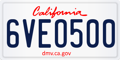 CA license plate 6VEO500
