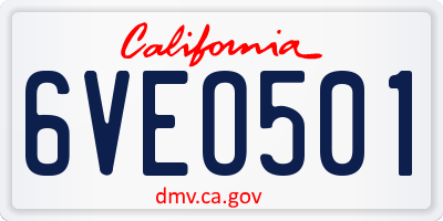CA license plate 6VEO501