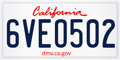 CA license plate 6VEO502