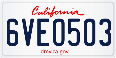 CA license plate 6VEO503