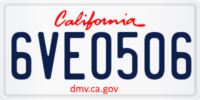 CA license plate 6VEO506