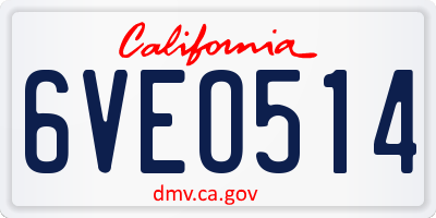CA license plate 6VEO514