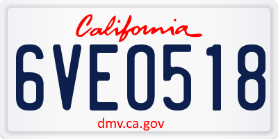 CA license plate 6VEO518