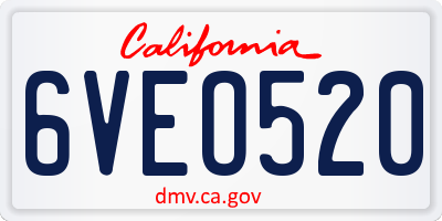 CA license plate 6VEO520