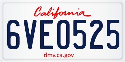 CA license plate 6VEO525