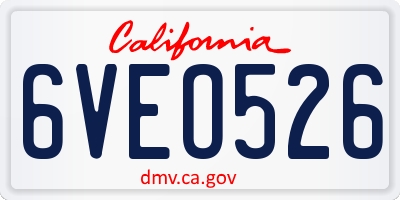 CA license plate 6VEO526