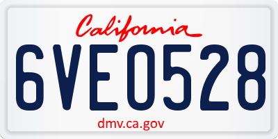 CA license plate 6VEO528
