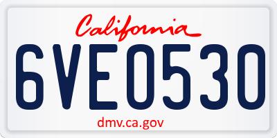 CA license plate 6VEO530