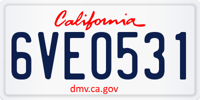 CA license plate 6VEO531