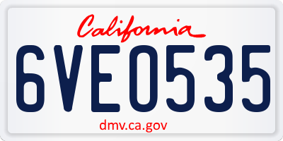 CA license plate 6VEO535
