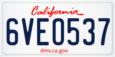 CA license plate 6VEO537