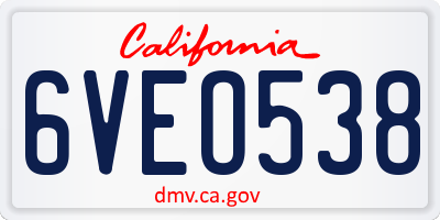 CA license plate 6VEO538