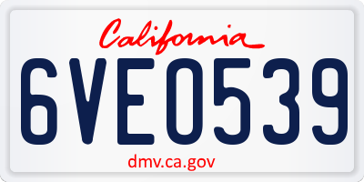 CA license plate 6VEO539