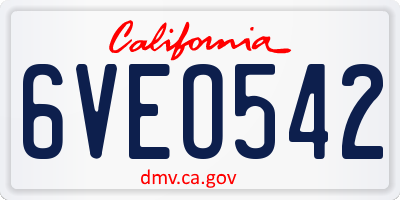 CA license plate 6VEO542
