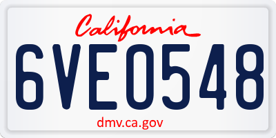CA license plate 6VEO548
