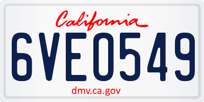 CA license plate 6VEO549