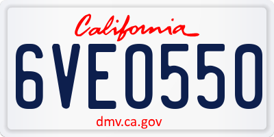 CA license plate 6VEO550