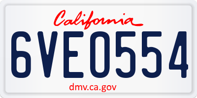 CA license plate 6VEO554