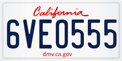 CA license plate 6VEO555