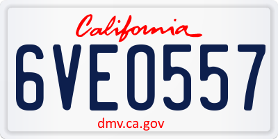 CA license plate 6VEO557
