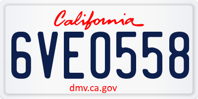 CA license plate 6VEO558