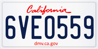 CA license plate 6VEO559