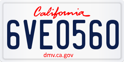 CA license plate 6VEO560