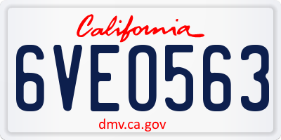 CA license plate 6VEO563