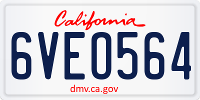 CA license plate 6VEO564